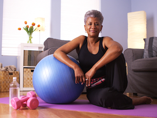 Woman with exercise ball