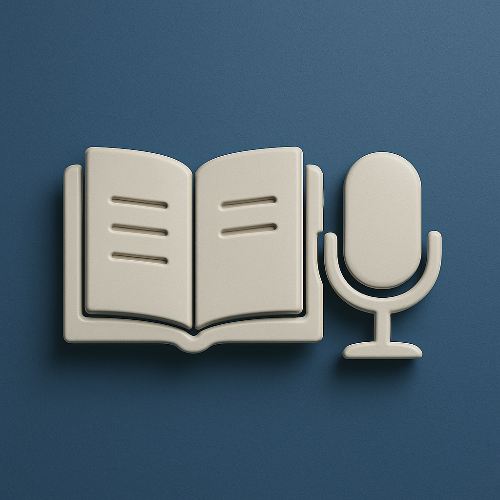 3d open pages of program notes and microphone