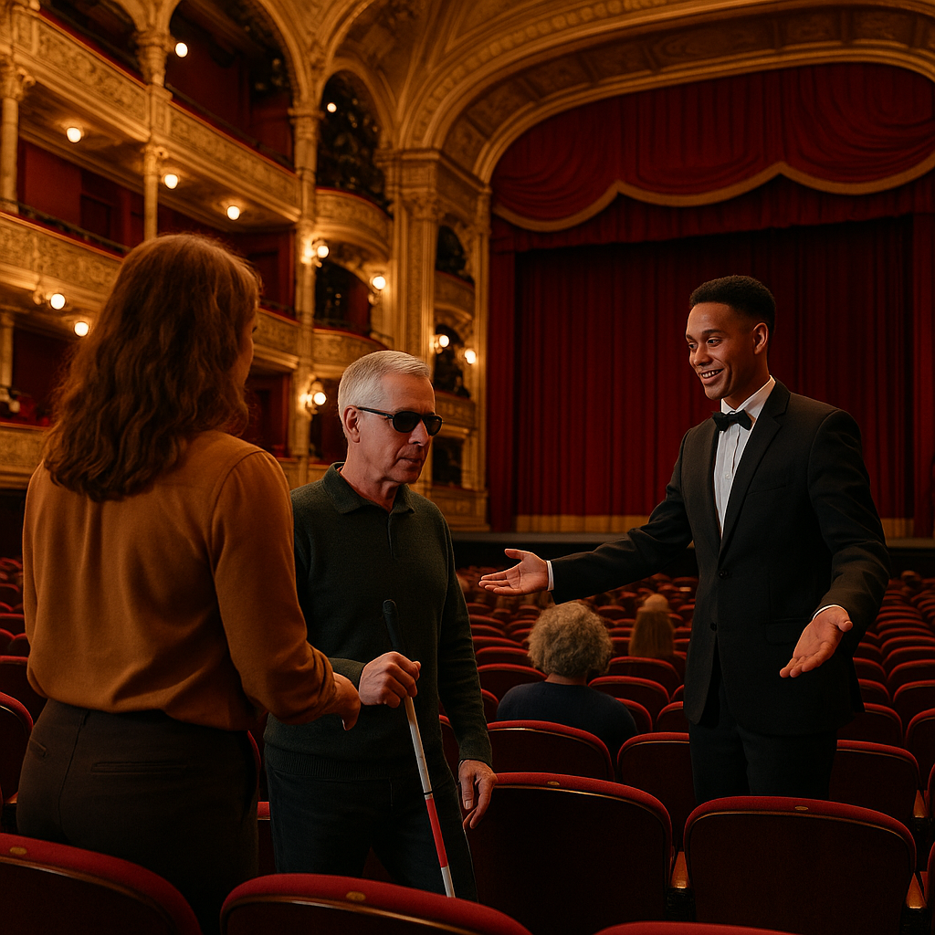 Theatre staff showing guests to seats